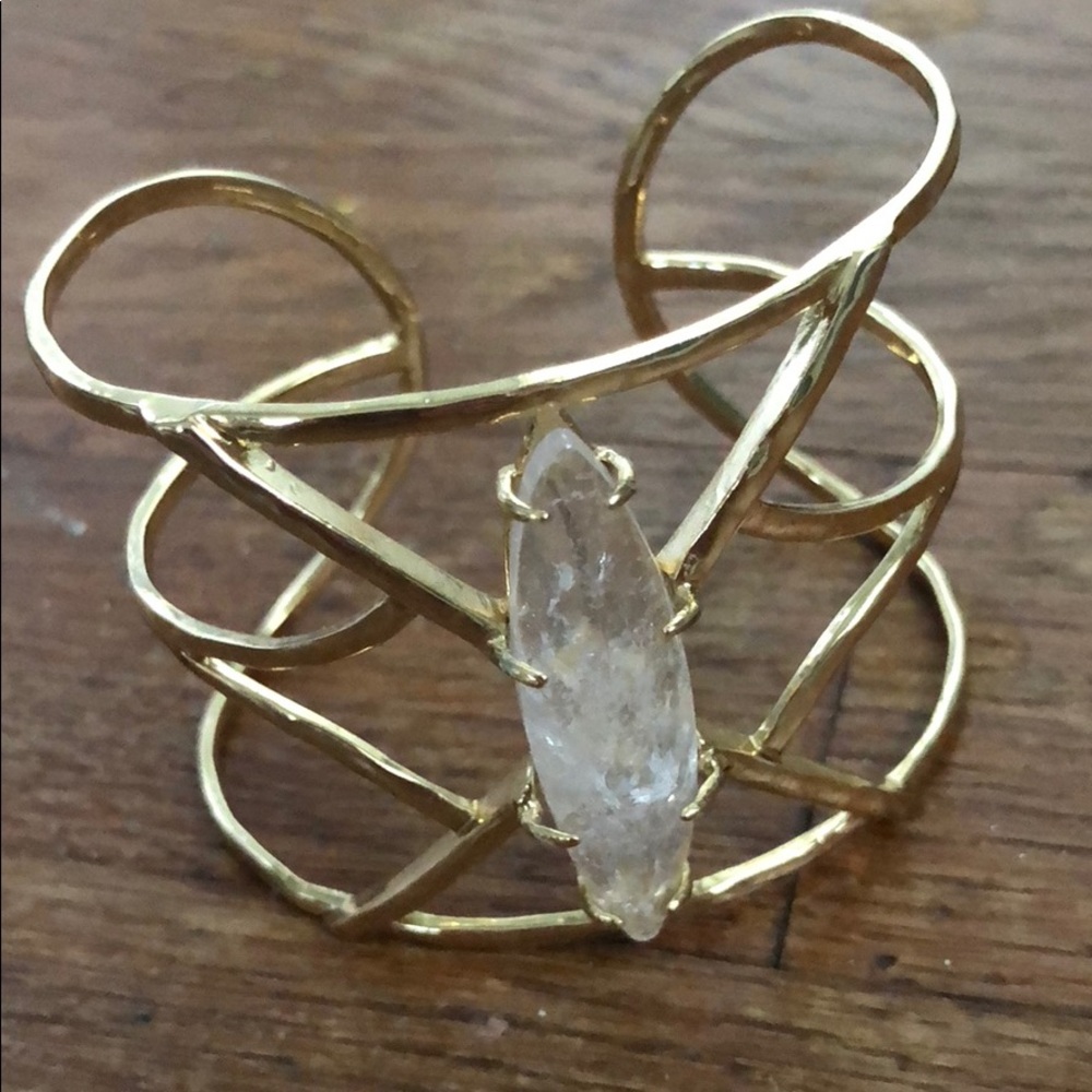 Stella & Dot Gold Cuff with Clear Stone